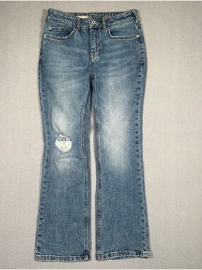 Pilcro Jeans Women's 26 Medium Wash Distressed Denim Slim Straight Leg Jeans